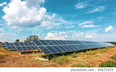 Solar panels at a solar power plant 44672933