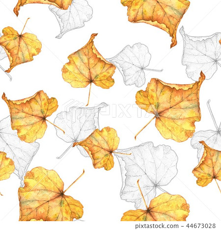 Autumn foliage 2. Seamless watercolor pattern.  44673028