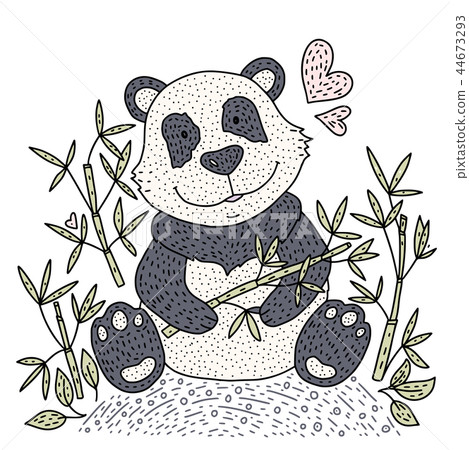 Panda bear Illustration vector with bamboo. Panda bear Illustration vector with bamboo. 44673293