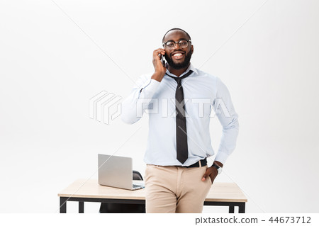 Headshot of successful smiling cheerful african american businessman executive stylish company 44673712