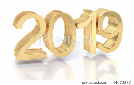 3D Gold Metal 2019 on White 44673877