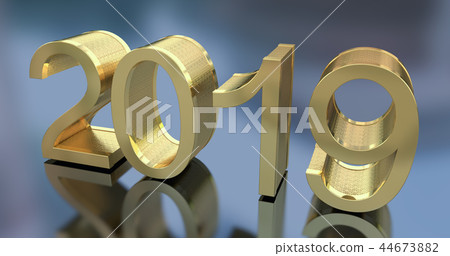 3D Gold Metal 2019 on Gray 44673882