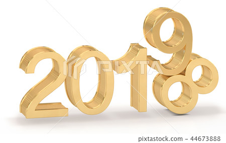 3D Gold Metal 2019 on White Background 3D Gold Metal 2019 on White Background 44673888