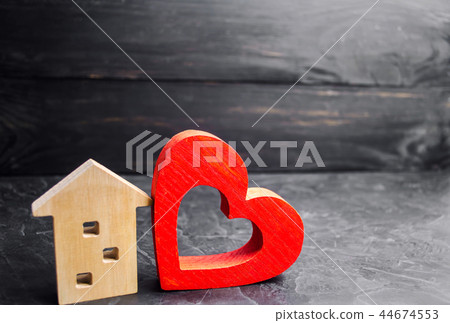 House with a red heart. House of lovers. House with a red heart. House of lovers. 44674553