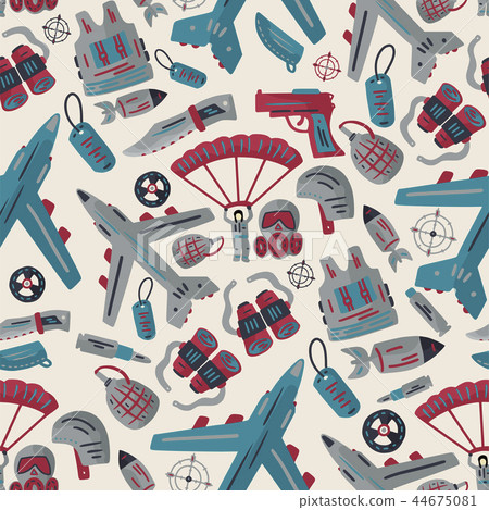 Military and army vector seamless pattern.  44675081