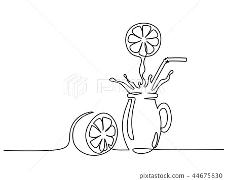 Orange juice splash in glass Continuous one line Orange juice splash in glass Continuous one line 44675830