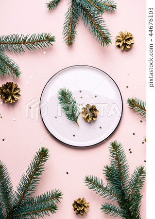 Christmas table setting. Festive dinner concept Christmas table setting. Festive dinner concept 44676103