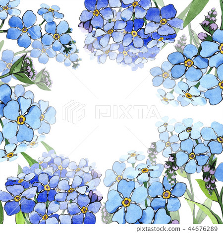 Watercolor Blue Forget Me Not Flower Floral Stock Illustration