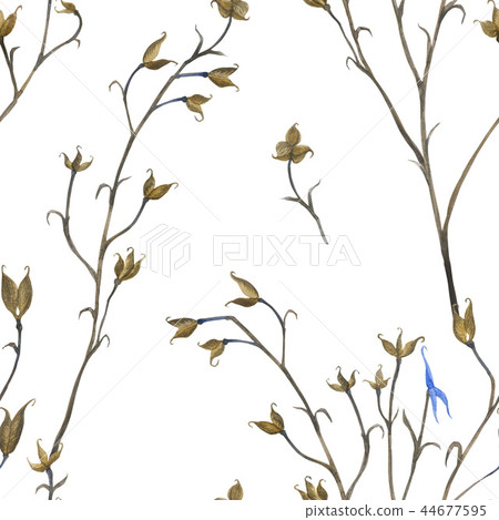 Watercolor pattern Aconitum plant Watercolor pattern Aconitum plant 44677595