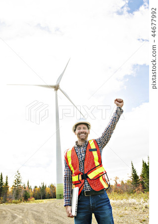 A Technician Engineer in Wind Turbine Power Generator Station A Technician Engineer in Wind Turbine Power Generator Station 44677992