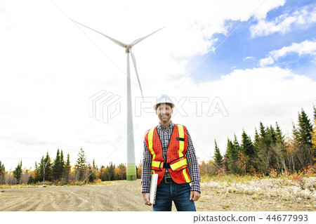 A Technician Engineer in Wind Turbine Power Generator Station A Technician Engineer in Wind Turbine Power Generator Station 44677993