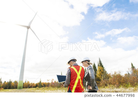 A Technician team Engineer in Wind Turbine Power Generator Station A Technician team Engineer in Wind Turbine Power Generator Station 44677998