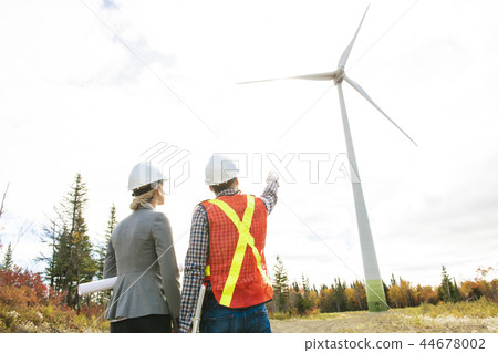 A Technician team Engineer in Wind Turbine Power Generator Station A Technician team Engineer in Wind Turbine Power Generator Station 44678002