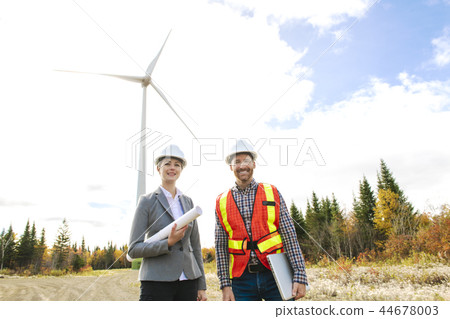 A Technician team Engineer in Wind Turbine Power Generator Station A Technician team Engineer in Wind Turbine Power Generator Station 44678003