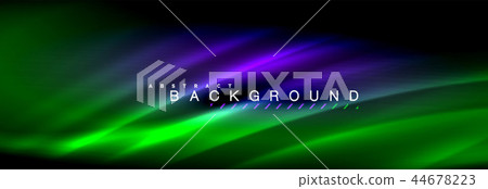 Neon glowing fluid wave lines, magic energy space light concept, abstract background wallpaper 44678223