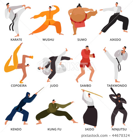 Martial Arts Fighters Flat Set Stock Illustration 44678324 Pixta