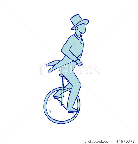 Circus Performer Riding Unicycle Drawing Circus Performer Riding Unicycle Drawing 44679378