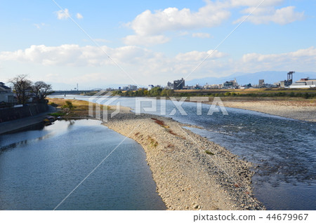 從長良橋（岐阜縣岐阜市）眺望長良河的上游 44679967