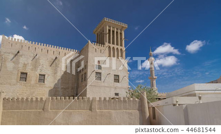 Historic fort at the Museum of Ajman timelapse hyperlapse, United Arab Emirates 44681544