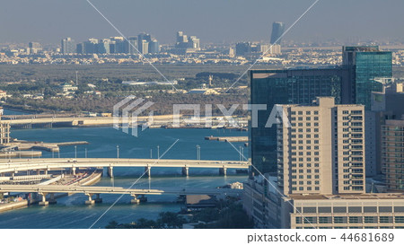Aerial skyline of Abu Dhabi city centre from above timelapse Aerial skyline of Abu Dhabi city centre from above timelapse 44681689