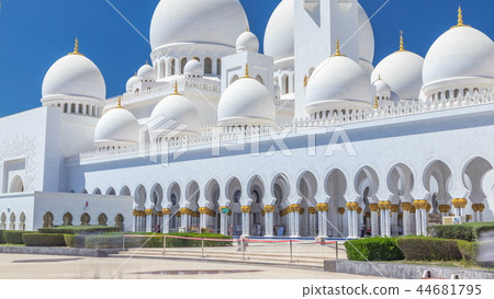 Sheikh Zayed Grand Mosque timelapse in Abu Dhabi, the capital city of United Arab Emirates Sheikh Zayed Grand Mosque timelapse in Abu Dhabi, the capital city of United Arab Emirates 44681795