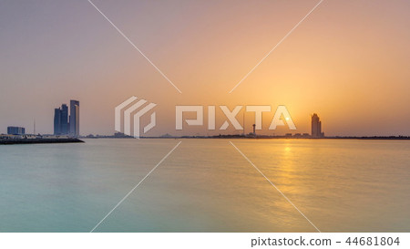 Sunset in Abu Dhabi over Marina Island timelapse Sunset in Abu Dhabi over Marina Island timelapse 44681804