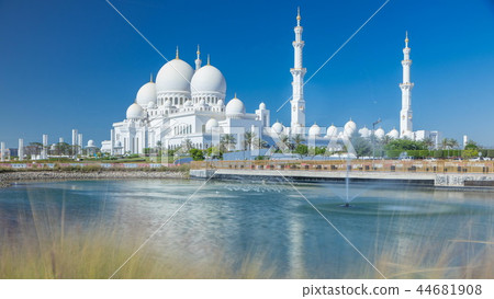 Sheikh Zayed Grand Mosque timelapse in Abu Dhabi, the capital city of United Arab Emirates Sheikh Zayed Grand Mosque timelapse in Abu Dhabi, the capital city of United Arab Emirates 44681908