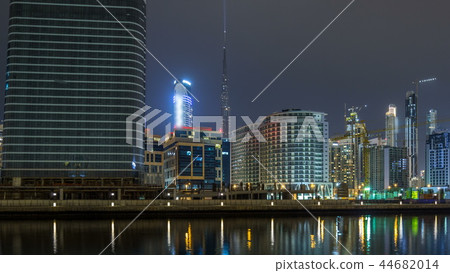 Dubai business bay towers night timelapse hyperlapse Dubai business bay towers night timelapse hyperlapse 44682014