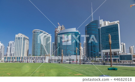 Panoramic timelapse view of business bay and downtown area of Dubai Panoramic timelapse view of business bay and downtown area of Dubai 44682018
