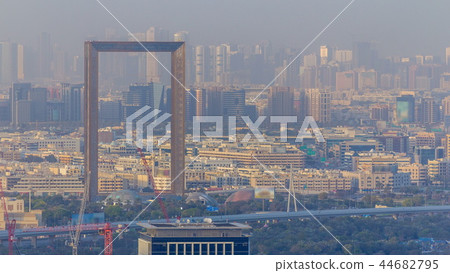 Dubai skyline timelapse with Deira district 44682795