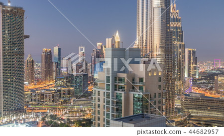 Dubai downtown day to night timelapse Dubai downtown day to night timelapse 44682957
