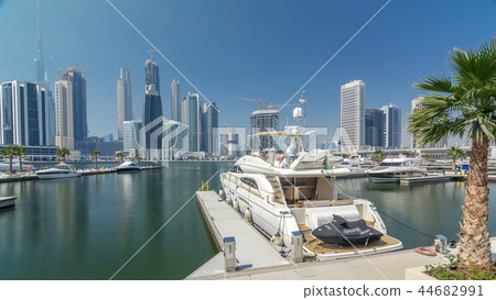 Panoramic timelapse view of business bay and downtown area of Dubai Panoramic timelapse view of business bay and downtown area of Dubai 44682991