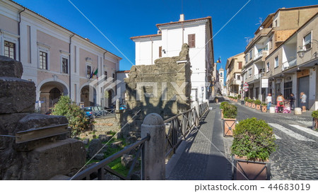 Typical medieval narrow street in beautiful town of Albano Laziale timelapse hyperlapse, Italy 44683019