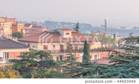 Old houses and trees during sunset in beautiful town of Albano Laziale timelapse, Italy Old houses and trees during sunset in beautiful town of Albano Laziale timelapse, Italy 44683048
