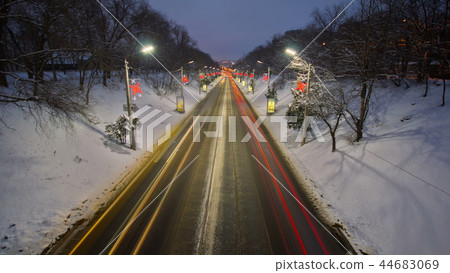 The Spusk of Passionarie Klochkovsky downhill one of the oldest roads of Kharkiv city day to night timelapse 44683069