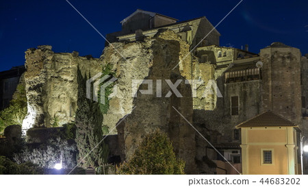 Terme di Caracalla in beautiful town of Albano Laziale night timelapse hyperlapse, Italy Terme di Caracalla in beautiful town of Albano Laziale night timelapse hyperlapse, Italy 44683202