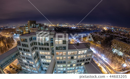 State Industry Building the Palace of Industry or "Gosprom" winter night timelapse State Industry Building the Palace of Industry or "Gosprom" winter night timelapse 44683205
