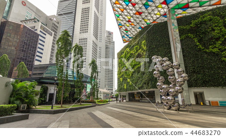 Skyscraper towers at Raffles Place in Singapore Financial Centre timelapse hyperlapse 44683270