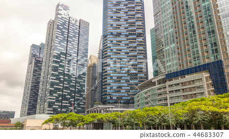 Downtown skyscrapers office buildings of modern megalopolis timelapse hyperlapse 44683307