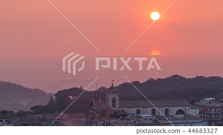 Duomo di San Pancrazio Martire at sunset in beautiful town of Albano Laziale timelapse, Italy Duomo di San Pancrazio Martire at sunset in beautiful town of Albano Laziale timelapse, Italy 44683327