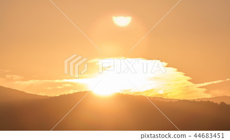 Panoramic view of Albano Lake coast at sunrise timelapse, Rome Province, Latium, central Italy 44683451