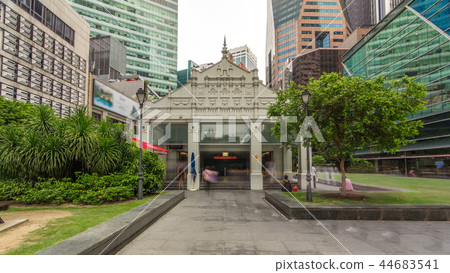 Skyscraper towers at Raffles Place in Singapore Financial Centre timelapse hyperlapse Skyscraper towers at Raffles Place in Singapore Financial Centre timelapse hyperlapse 44683541