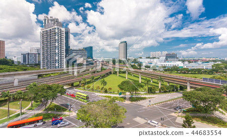 Jurong East Interchange metro station aerial timelapse, one of the major integrated public transportation hub in Singapore 44683554