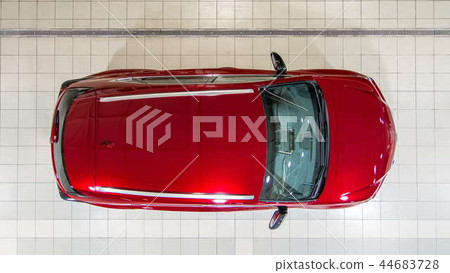 Top view of cars entering to the workshop service station timelapse 44683728