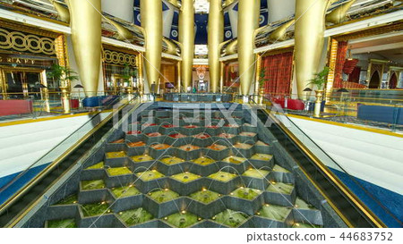 Interior Architecture Of Burj Al Arab timelapse in Dubai. Interior Architecture Of Burj Al Arab timelapse in Dubai. 44683752