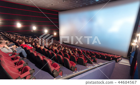 viewers watch motion picture at movie theatre timelapse 44684567