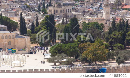 view of the old city andal-aqsa mosque timelapse from the Mount of Olives., Jerusalem, Holy Land view of the old city andal-aqsa mosque timelapse from the Mount of Olives., Jerusalem, Holy Land 44685021