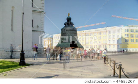 View of the Tsar-bell King Bell in Moscow Kremlin, a popular touristic landmark timelapse hyperlapse. Russia View of the Tsar-bell King Bell in Moscow Kremlin, a popular touristic landmark timelapse hyperlapse. Russia 44685207