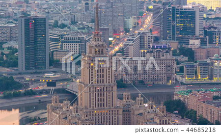 Building formerly known as the hotel Ukraine timelapse, skyscrapers Stalin 44685218