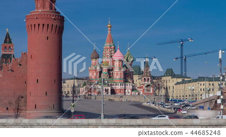 St. Basils cathedral timelapse hyperlapse in Moscow, Russia 44685248